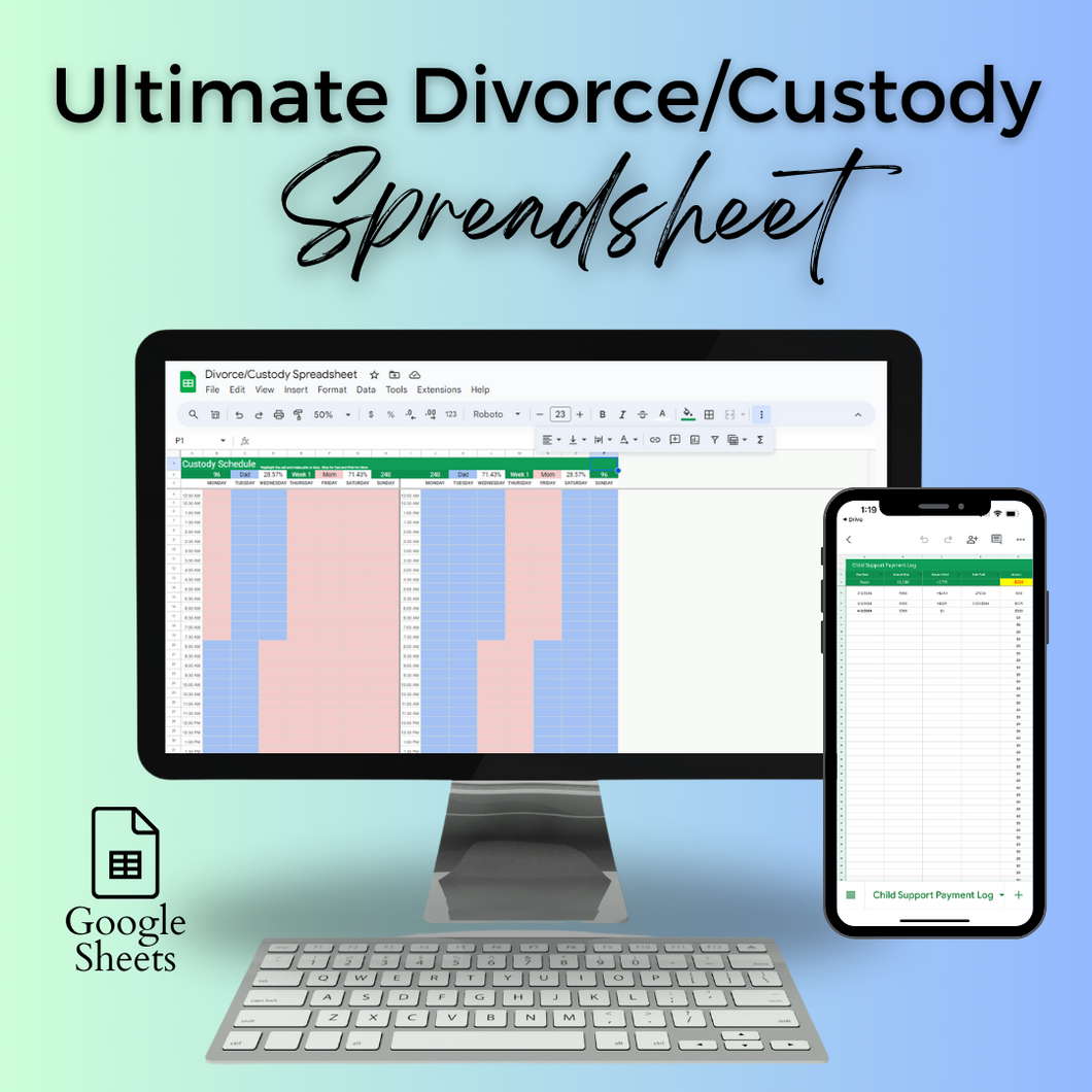 Ultimate Divorce or Custody Tool Kit Spreadsheet