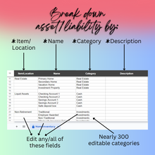 Load image into Gallery viewer, Divorce Asset and Debt Schedule Spreadsheet Google Sheets
