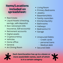 Load image into Gallery viewer, Divorce Asset and Debt Schedule Spreadsheet Google Sheets
