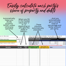 Load image into Gallery viewer, Divorce Asset and Debt Schedule Spreadsheet Google Sheets
