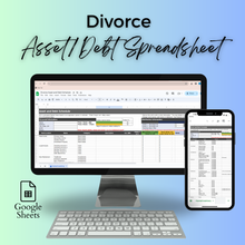 Load image into Gallery viewer, Divorce Asset and Debt Schedule Spreadsheet Google Sheets
